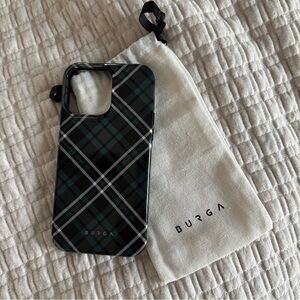 Burga iPhone 14 Pro Max MagSafe Plaid Black and Green Plaid Phone Case